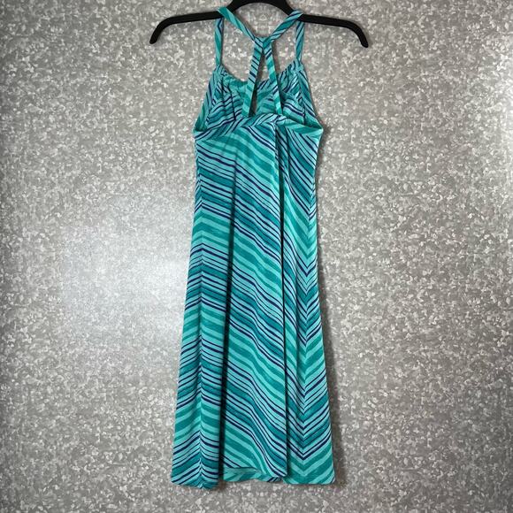 Dakini Blue Striped Racerback Sleeveless Activewear Dress - Size XS - Shelf Bra - Picture 7 of 7
